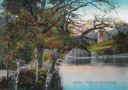 Colorierte Postkarte mit Blick aufs Hammerwerk